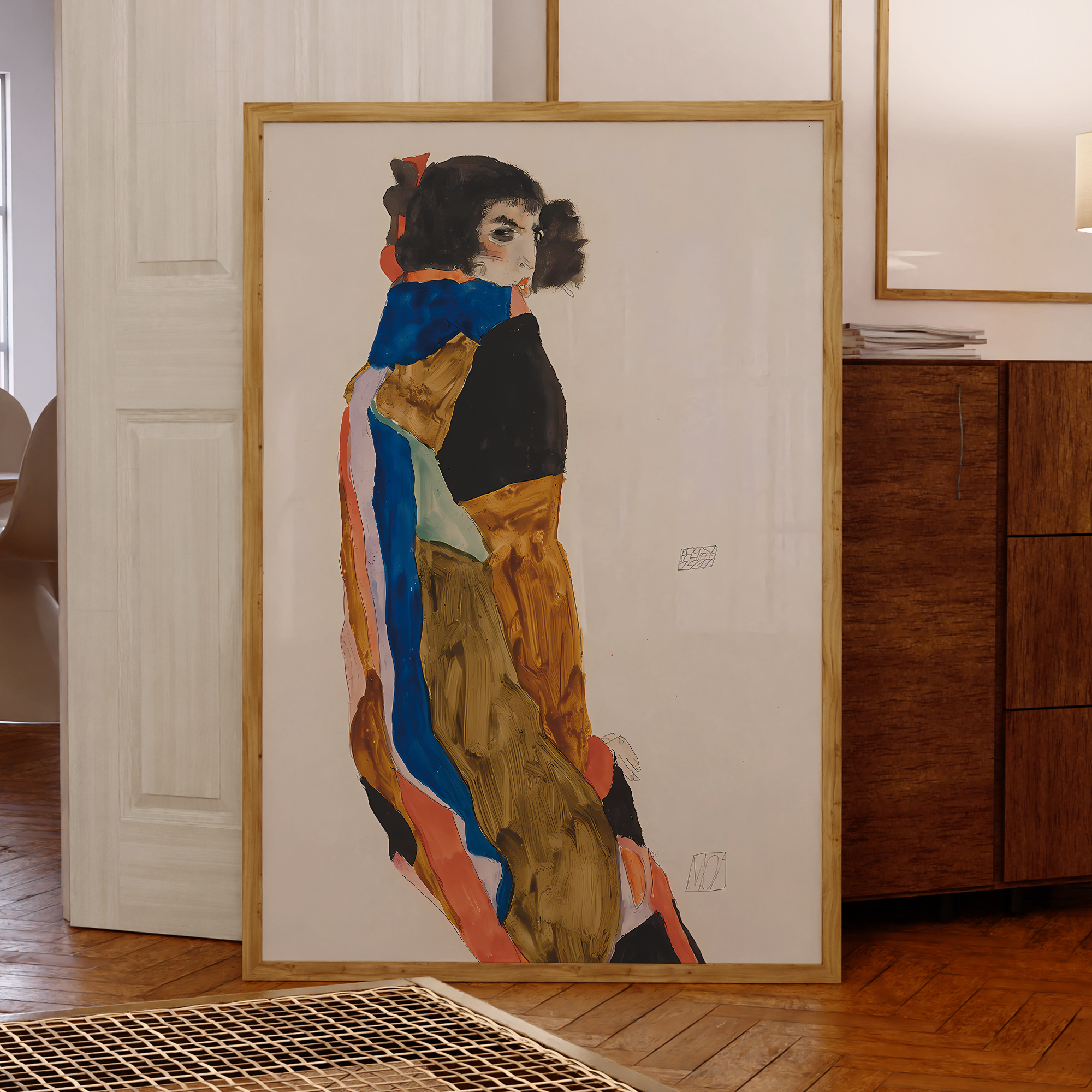 Abstract Oil Painting - Modern Abstract Egon Schiele Moa Vintage