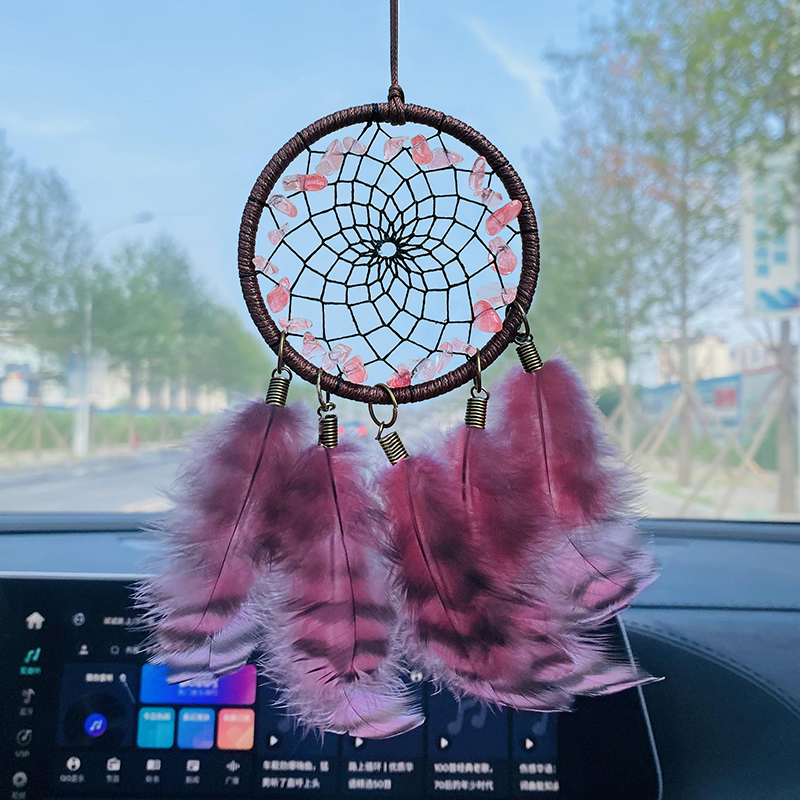Boho Wind Chimes - Boho Crystal Feathers Dream Catchers Car