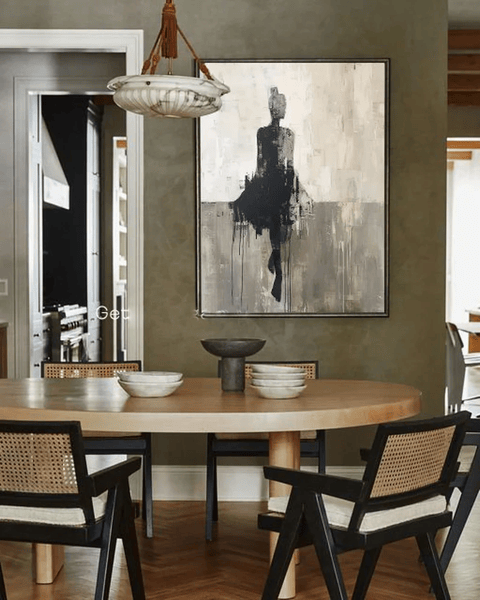 Abstract Oil Painting - Black Wabi-sabi Art Artistic Painting of