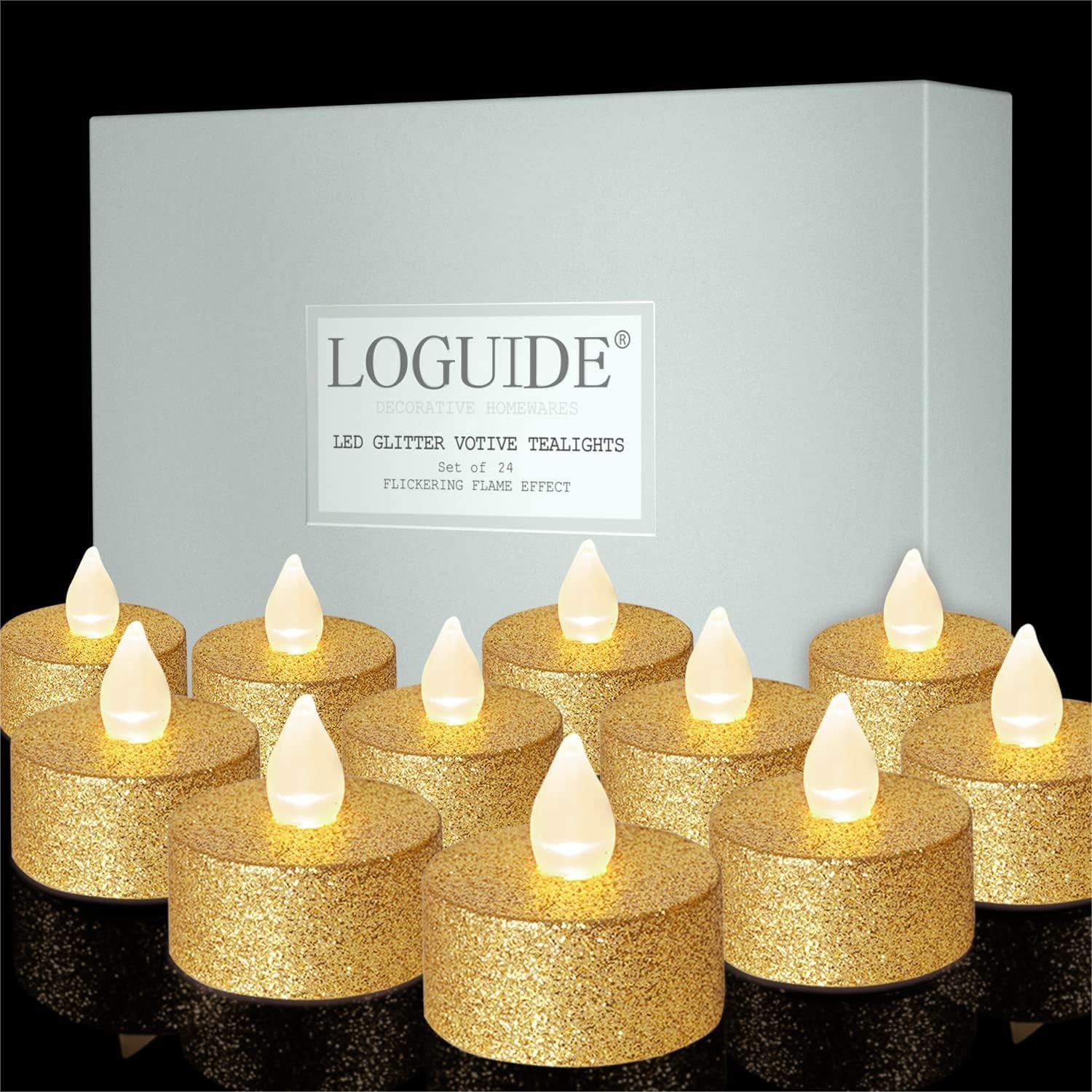 Home Decor Gold - Gold LED Tea Lights, 24 Pack