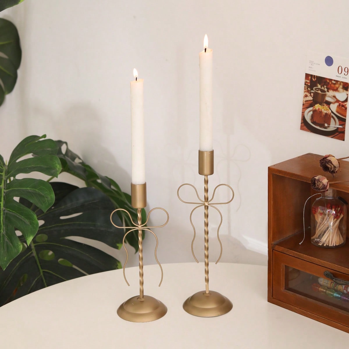 Home Decor Gold - 1pc Gold Bow Shaped Iron Candle