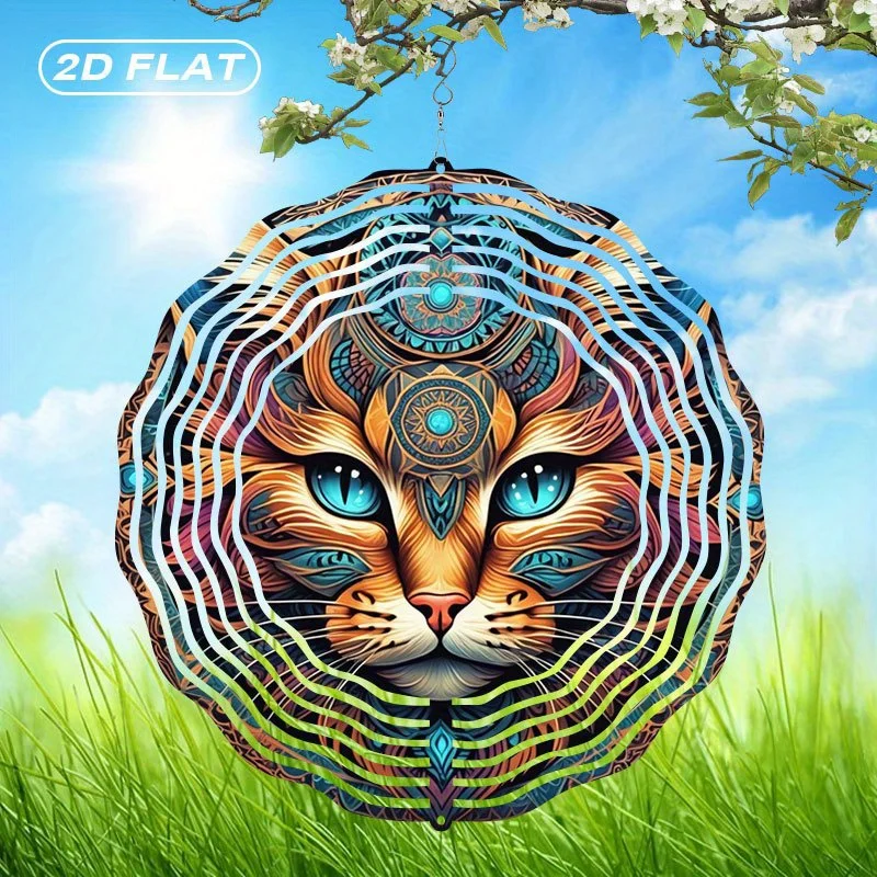 Boho Wind Chimes - 2D Flat Boho Mandala Cat Wind