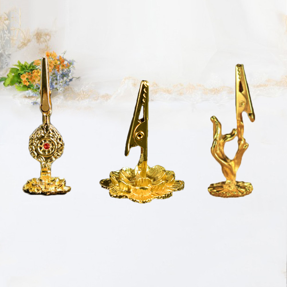 Home Decor Yoga - 3Pcs Alloy Lotus Base Incense Clip
