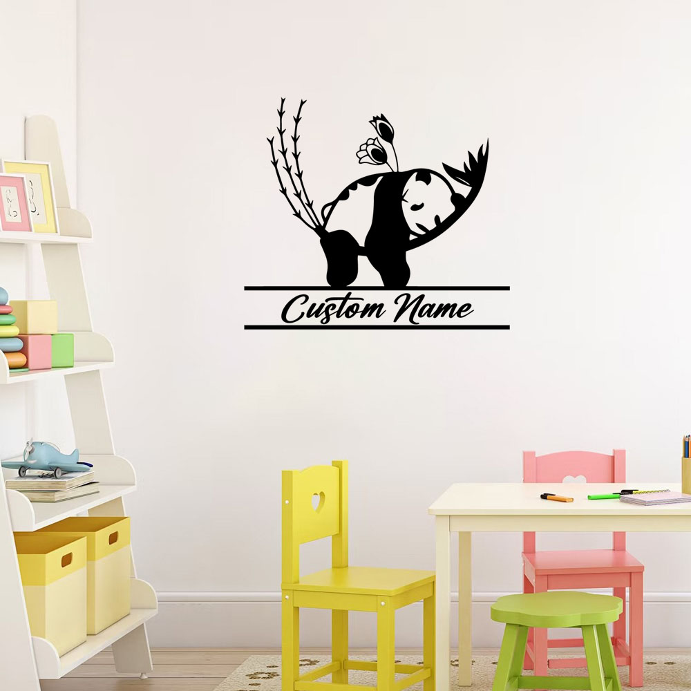 Home Decor Sticker - 1PC Creative Panda Customizable Text Pvc