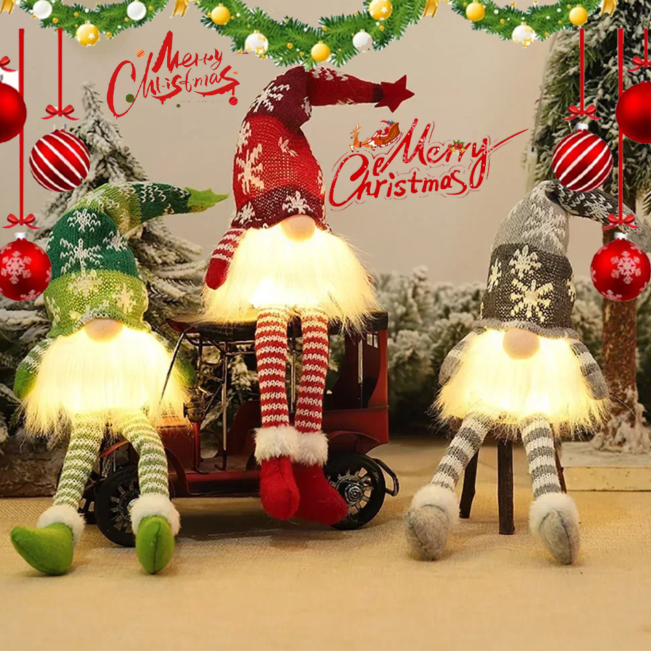 Home Decor Xmas Gifts - LED Christmas Gnome Faceless Doll Night