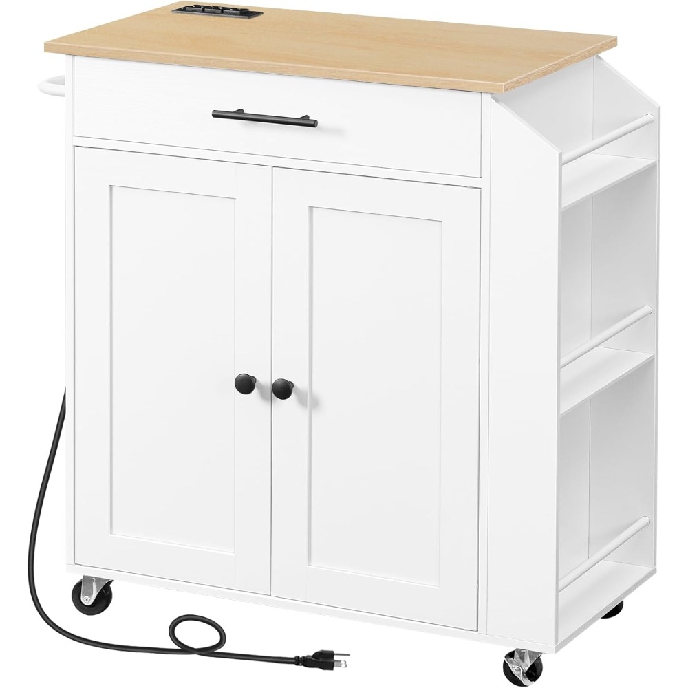 Home Decor On Wheels - HOOBRO Kitchen Island with Power Outlet,