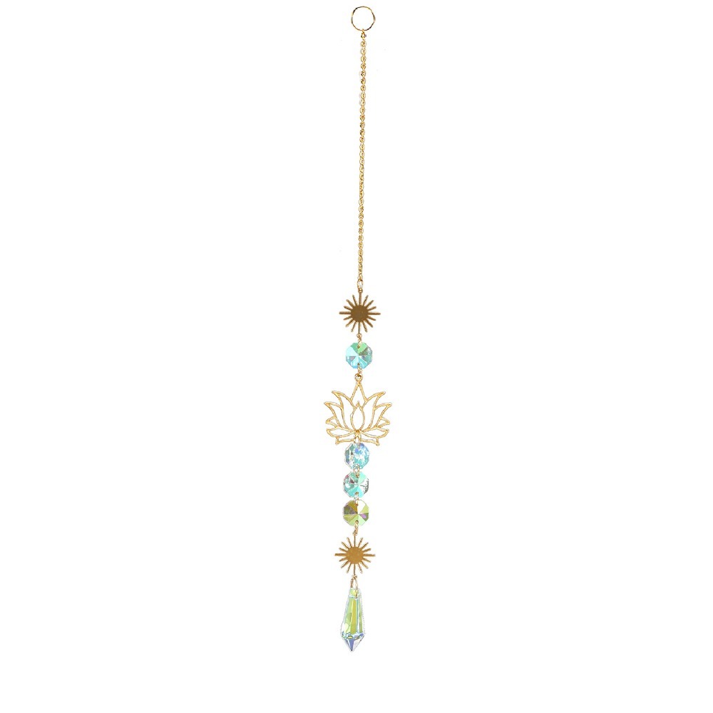 Crystal Sun Catcher - Crystal Lotus Hanging Wind Chimes Stained