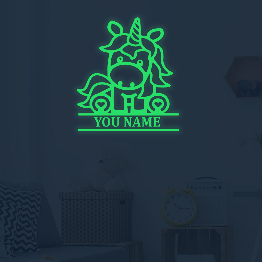 Home Decor Sticker - 1pc Cartoon Horse Custom Name Wall