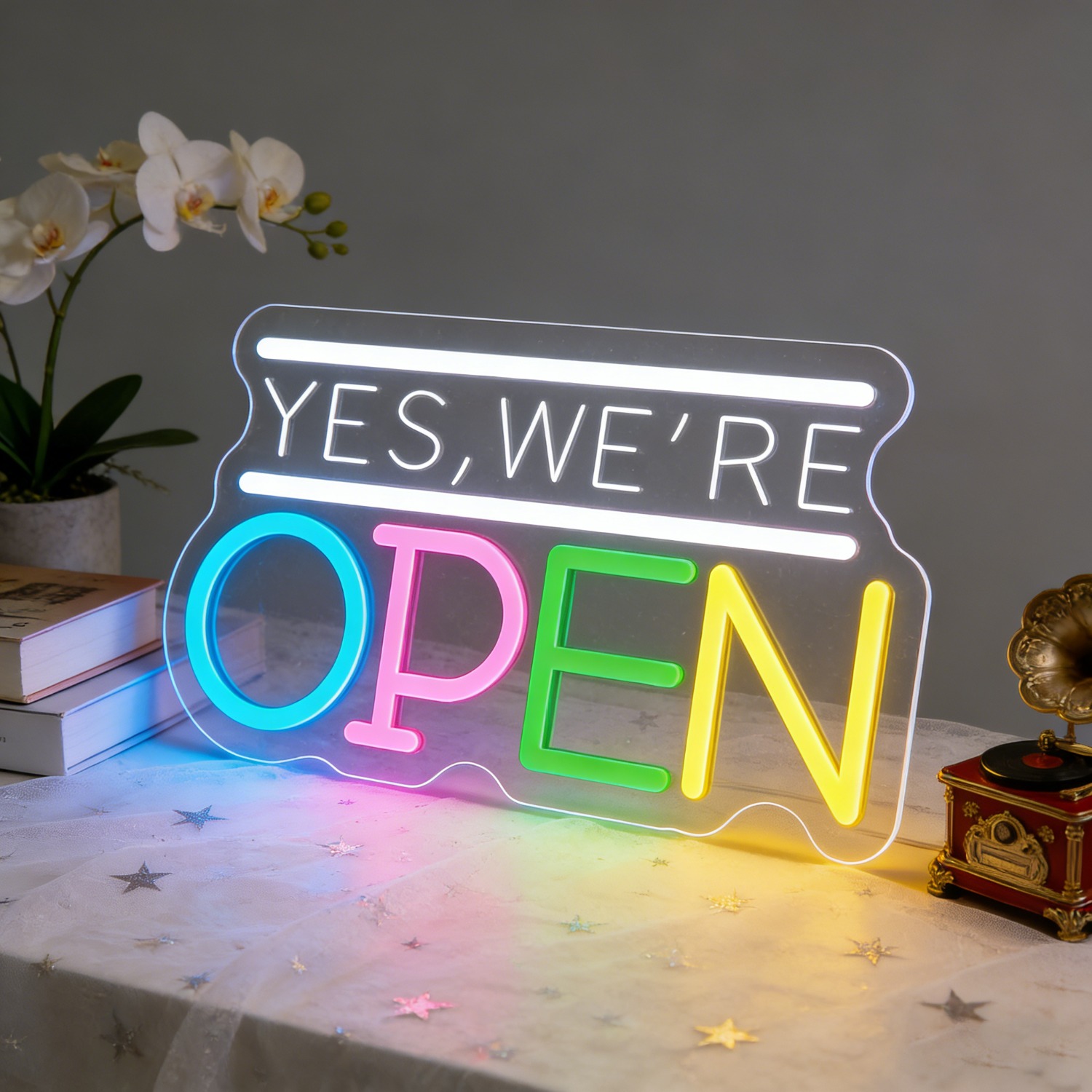 Home Decor Retail Stores - YES WE ARE OPEN LED Neon