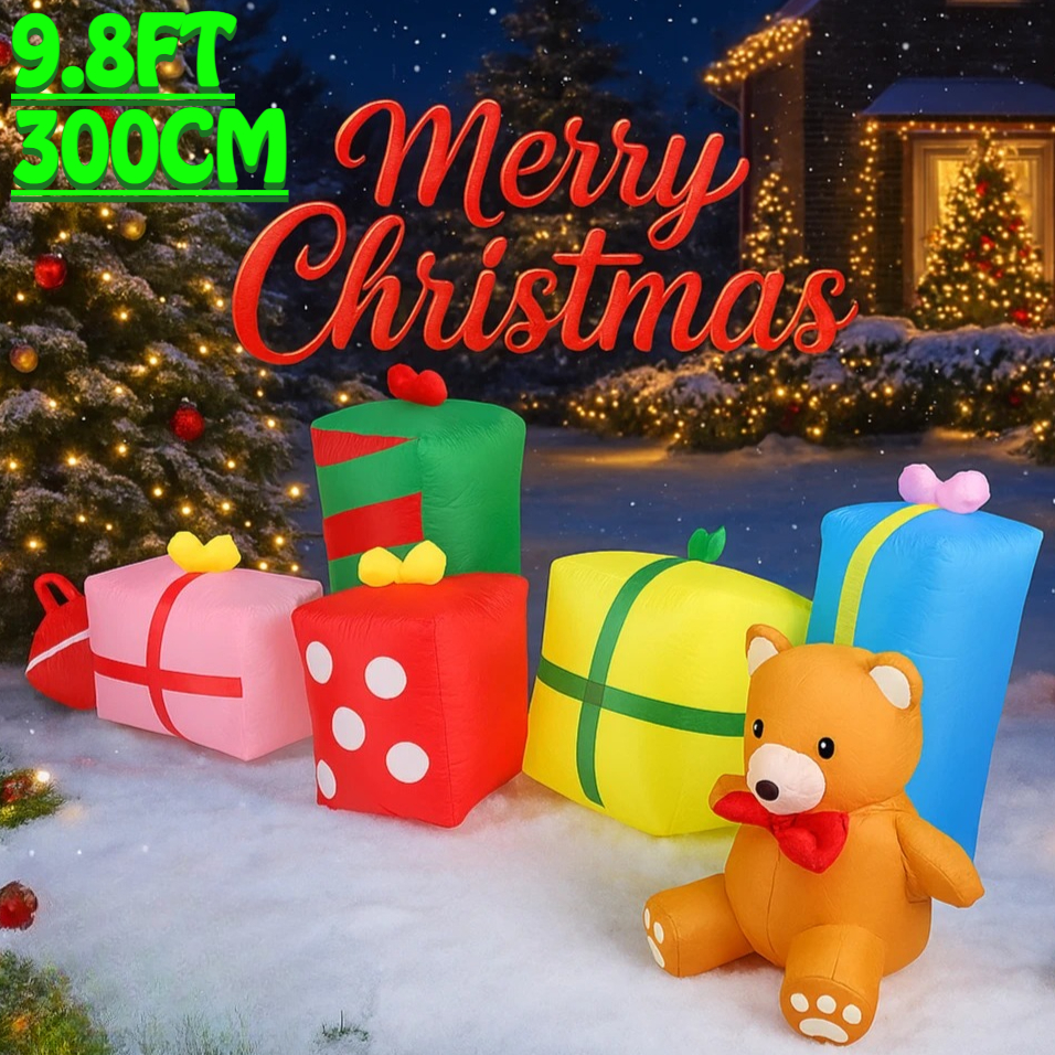Home Decor Xmas Gifts - 9.84FT Inflatable Gift Boxes Toy Teddy