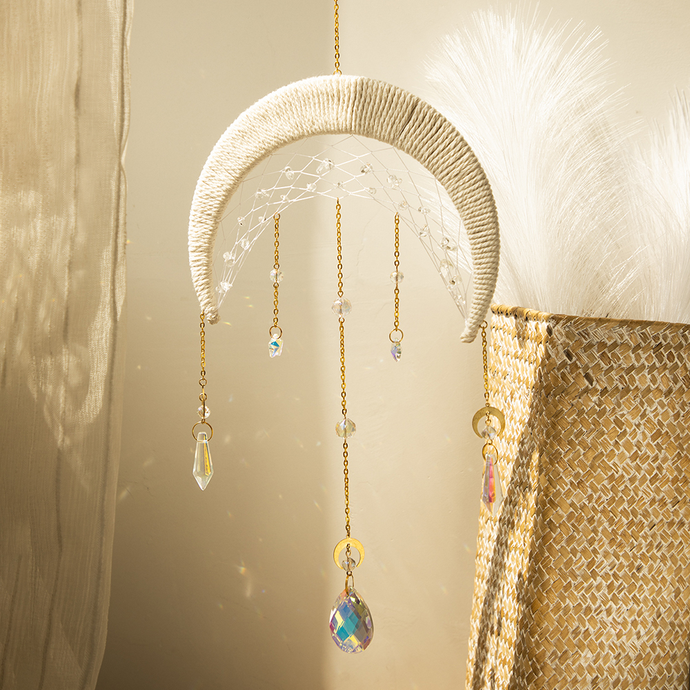 Crystal Sun Catcher - Moon Suncatcher Hanging Crystal Dream Catcher