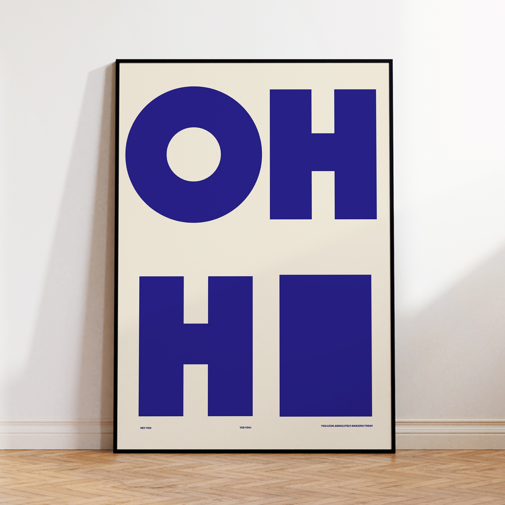 Home Decor Solution - Modern,Minimalist OH HI Blue Wall Art