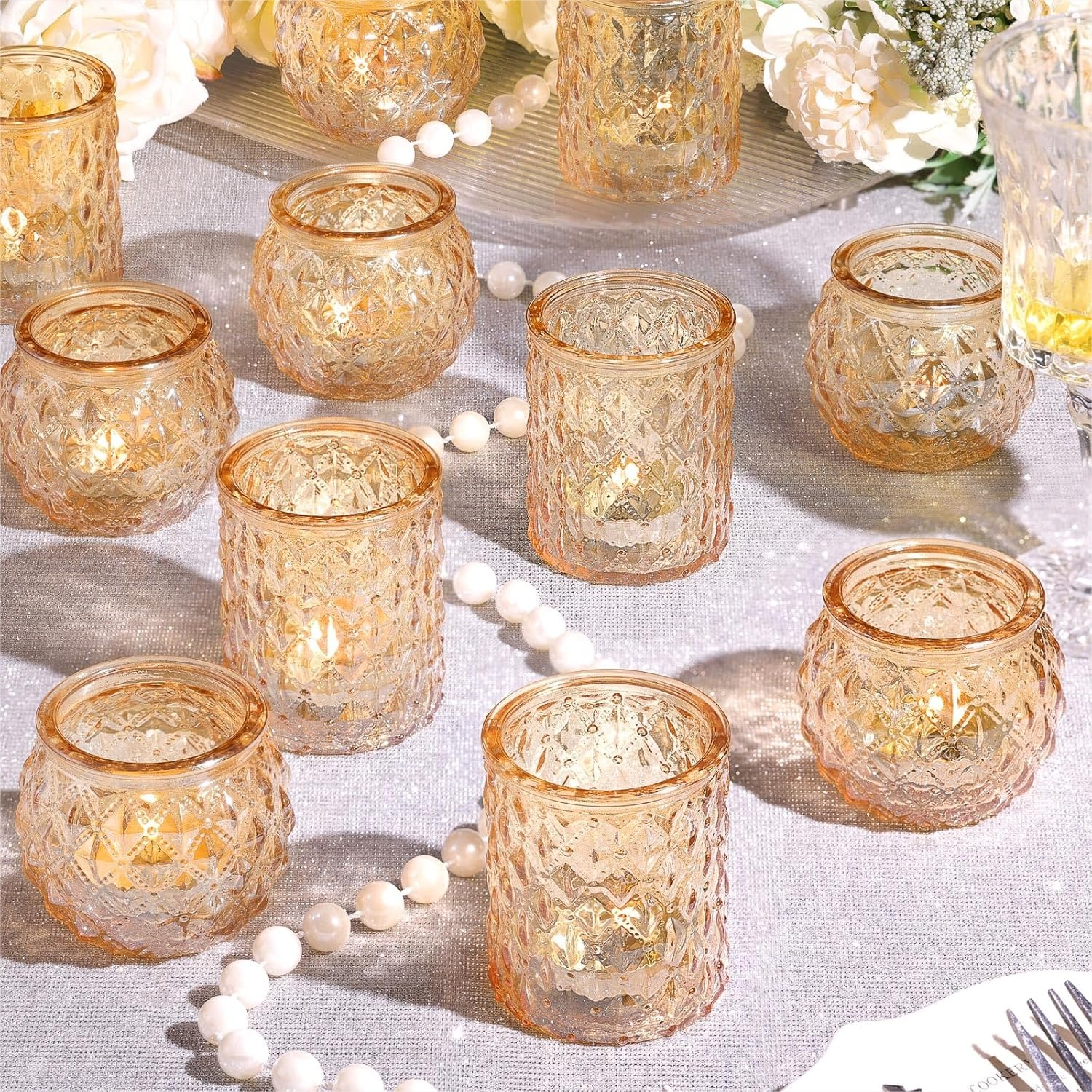 Home Decor Gold - Gold Votive Candle Holders for Table