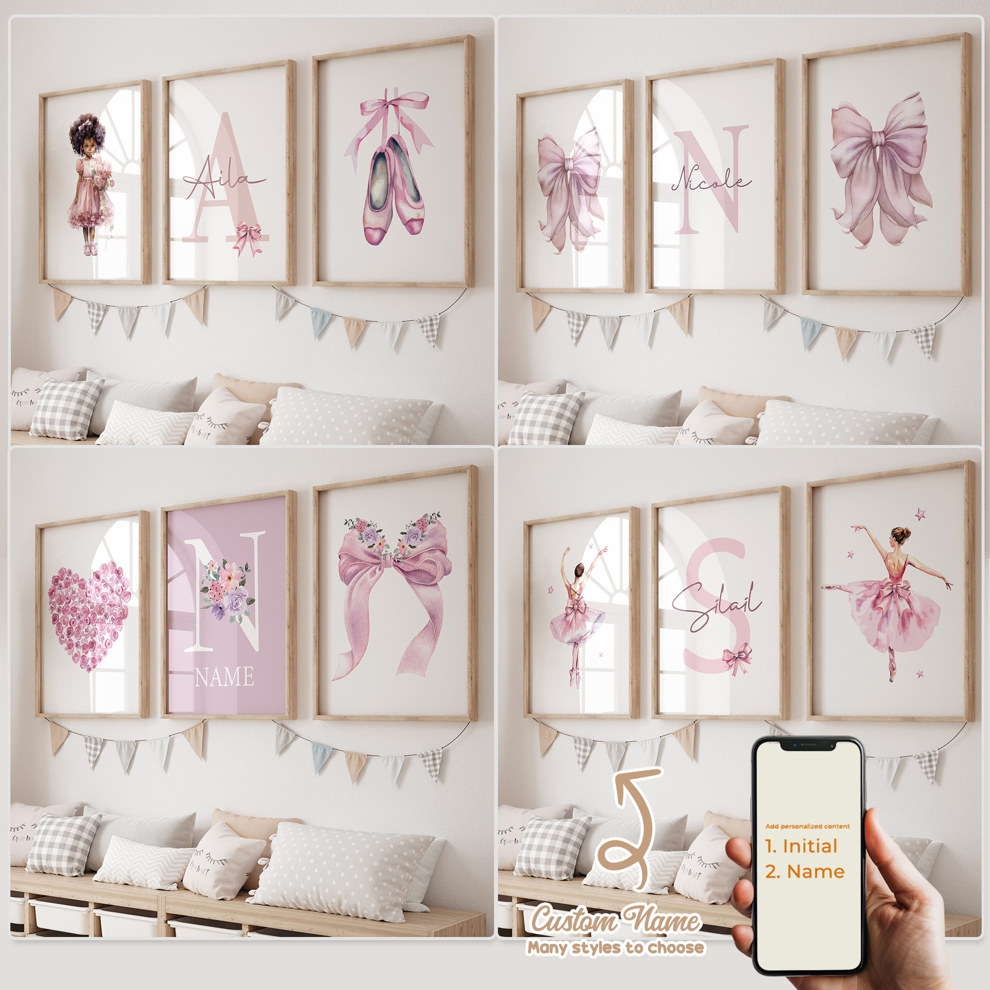 Home Decor Solution - 3pcs Personalized Custom Name Cartoon Child