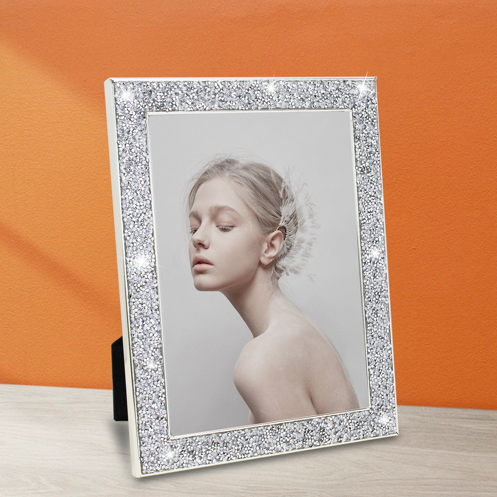 Bamboo Photo Frame - 7-Inch Metallic Plated Picture Frame with
