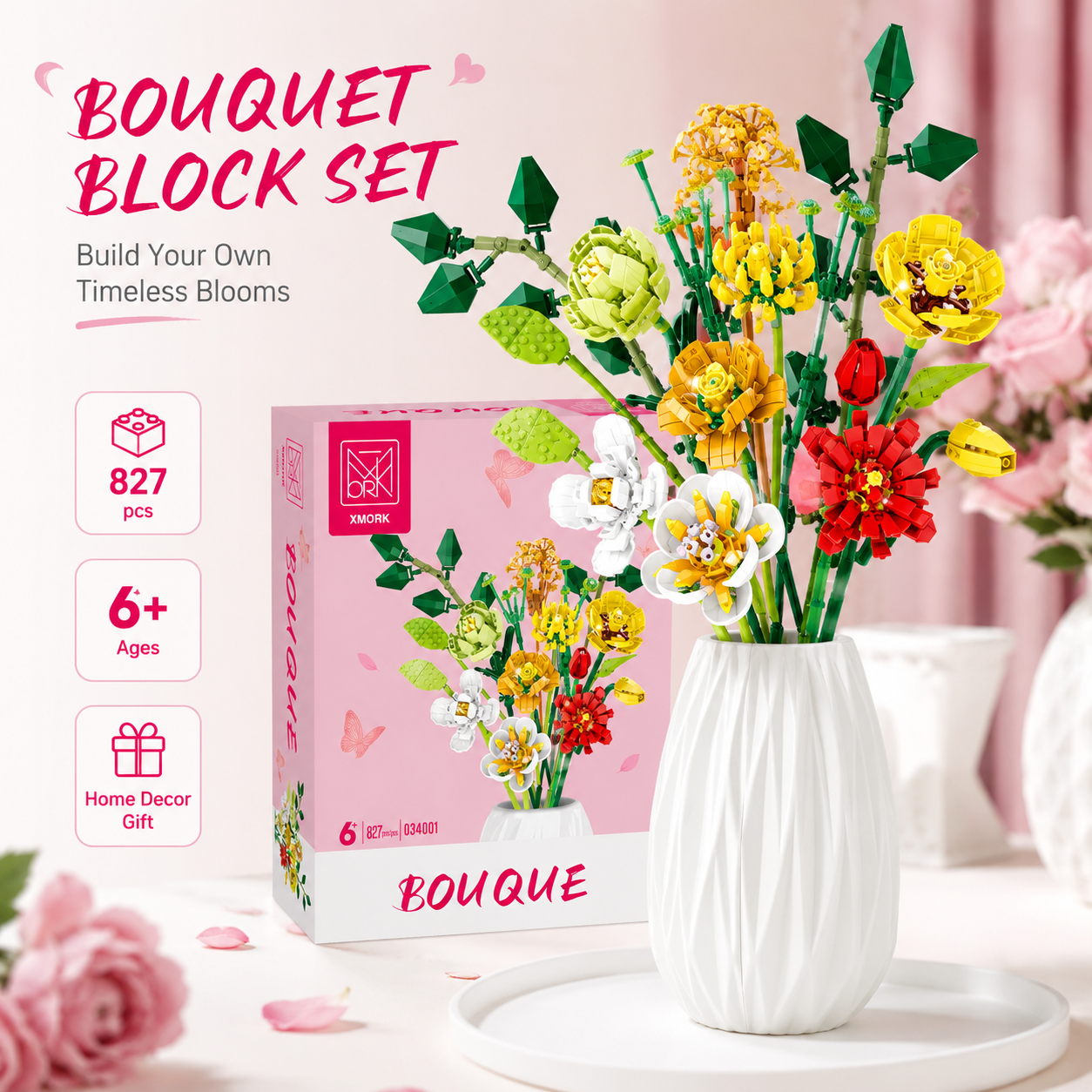 Home Decor Kit - Bouquet Flower Building Blocks Set 827PCS