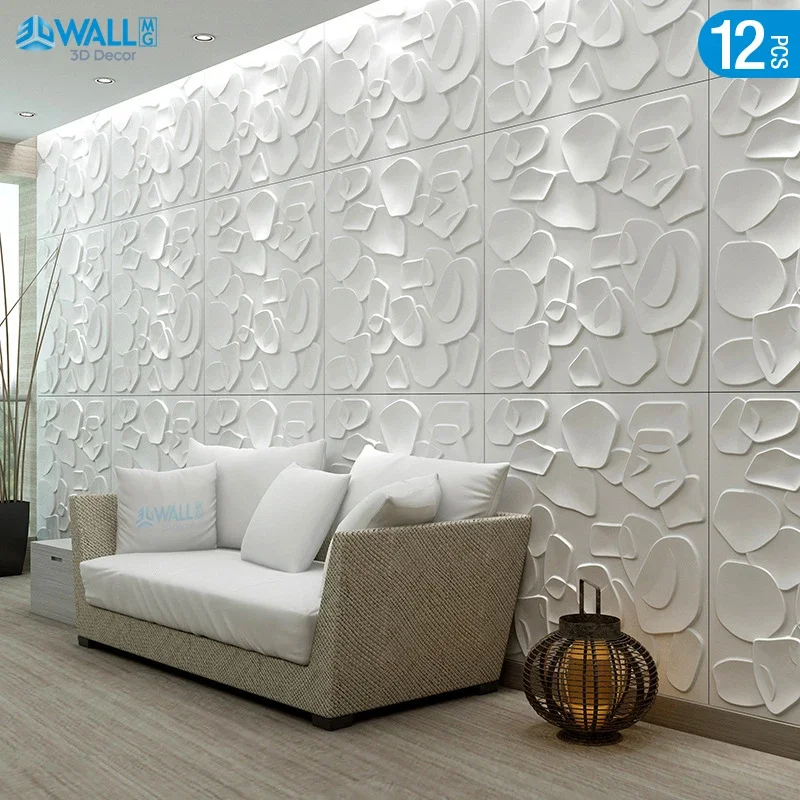 Home Decor Wall Molding - 12pcs 50x50cm 3D wall panel marble
