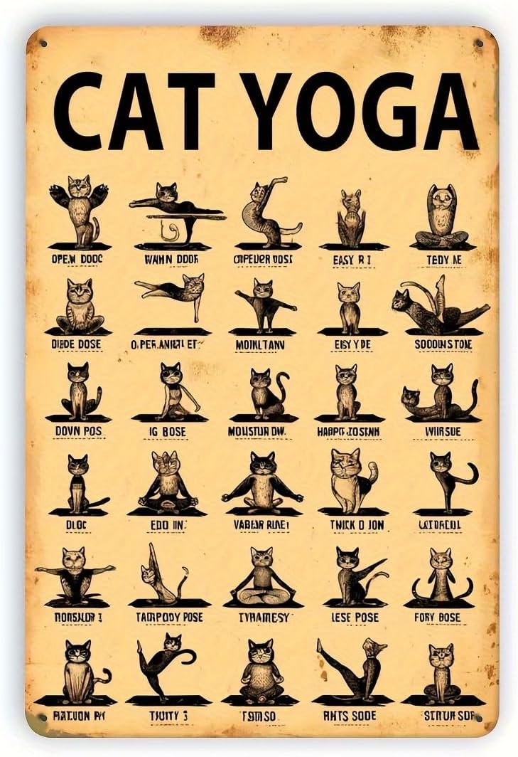 Home Decor Yoga - Cat Yoga Aluminium Metal Tin Sign