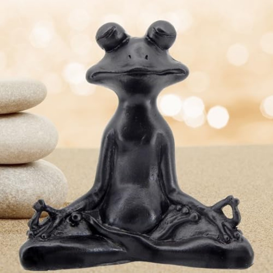 Home Decor Yoga - 23101 Frog Statue Meditation Lotus Pose