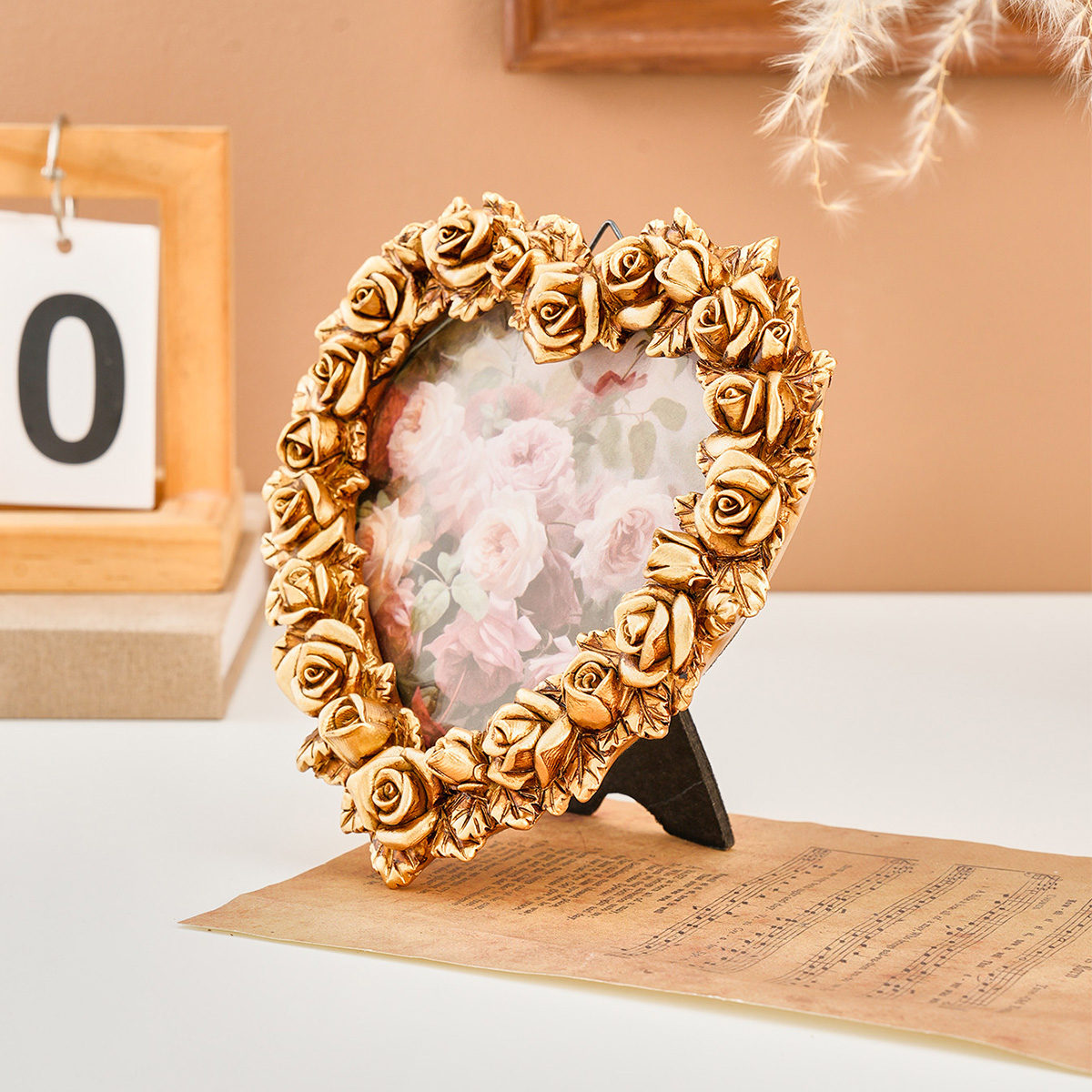 1PC, Valentine's Day gold rose - Bamboo Photo Frame avaliação e preço
