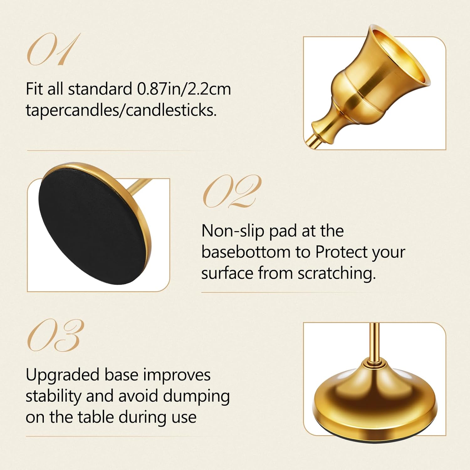 Metal Taper Candle Holders Set - Home Decor Gold avaliação e preço