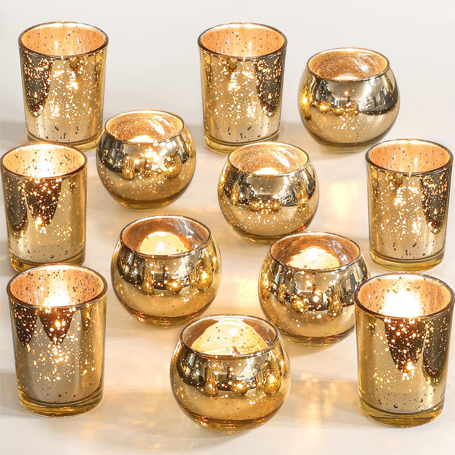 12 Gold Mercury Glass Votive C - Home Decor Gold avaliação e preço