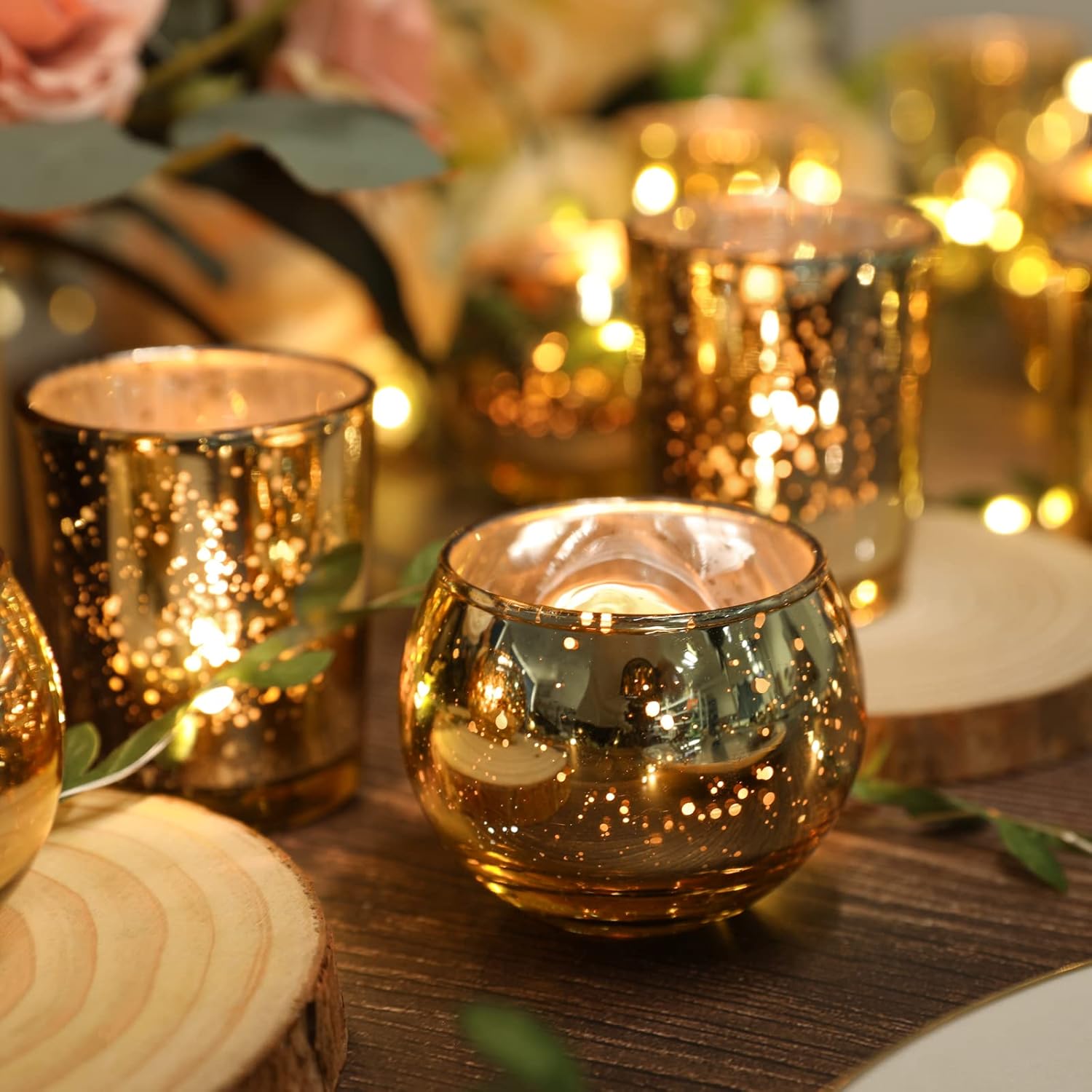 12 Gold Mercury Glass Votive C - Home Decor Gold avaliação e preço