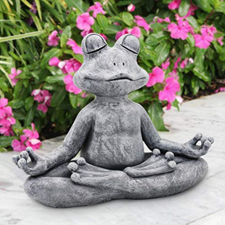 Meditating Yoga Frog Statue fo - Home Decor Yoga avaliação e preço