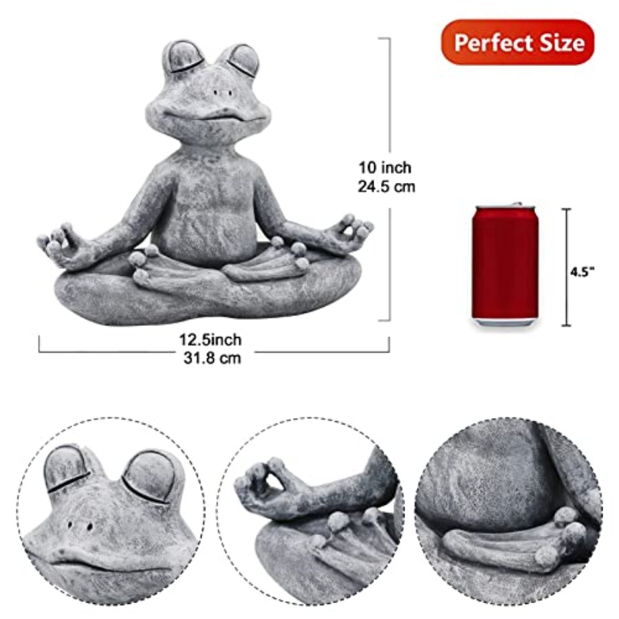 Meditating Yoga Frog Statue fo - Home Decor Yoga avaliação e preço