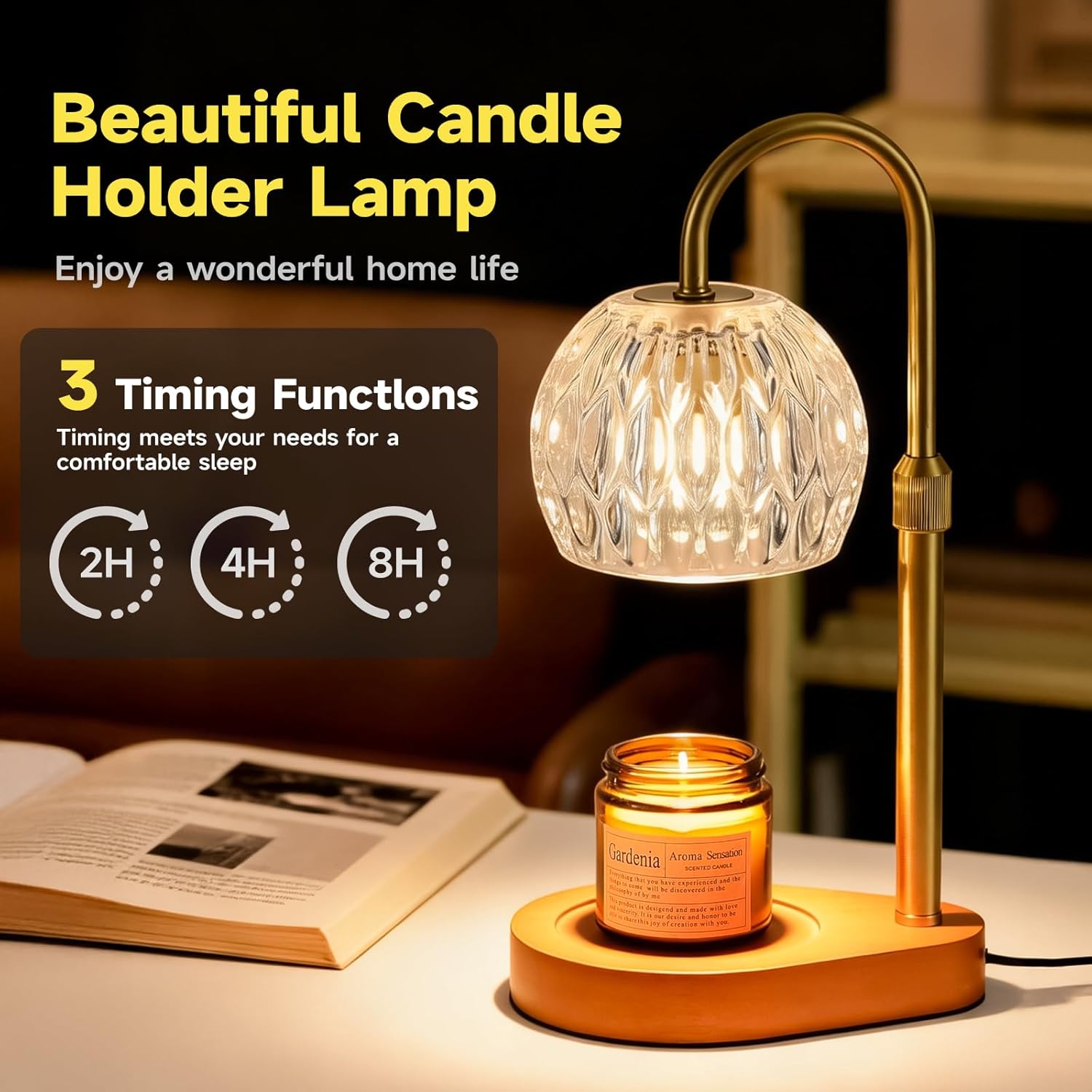 Candle Warmer Lamp with Crysta - Home Decor Gold avaliação e preço