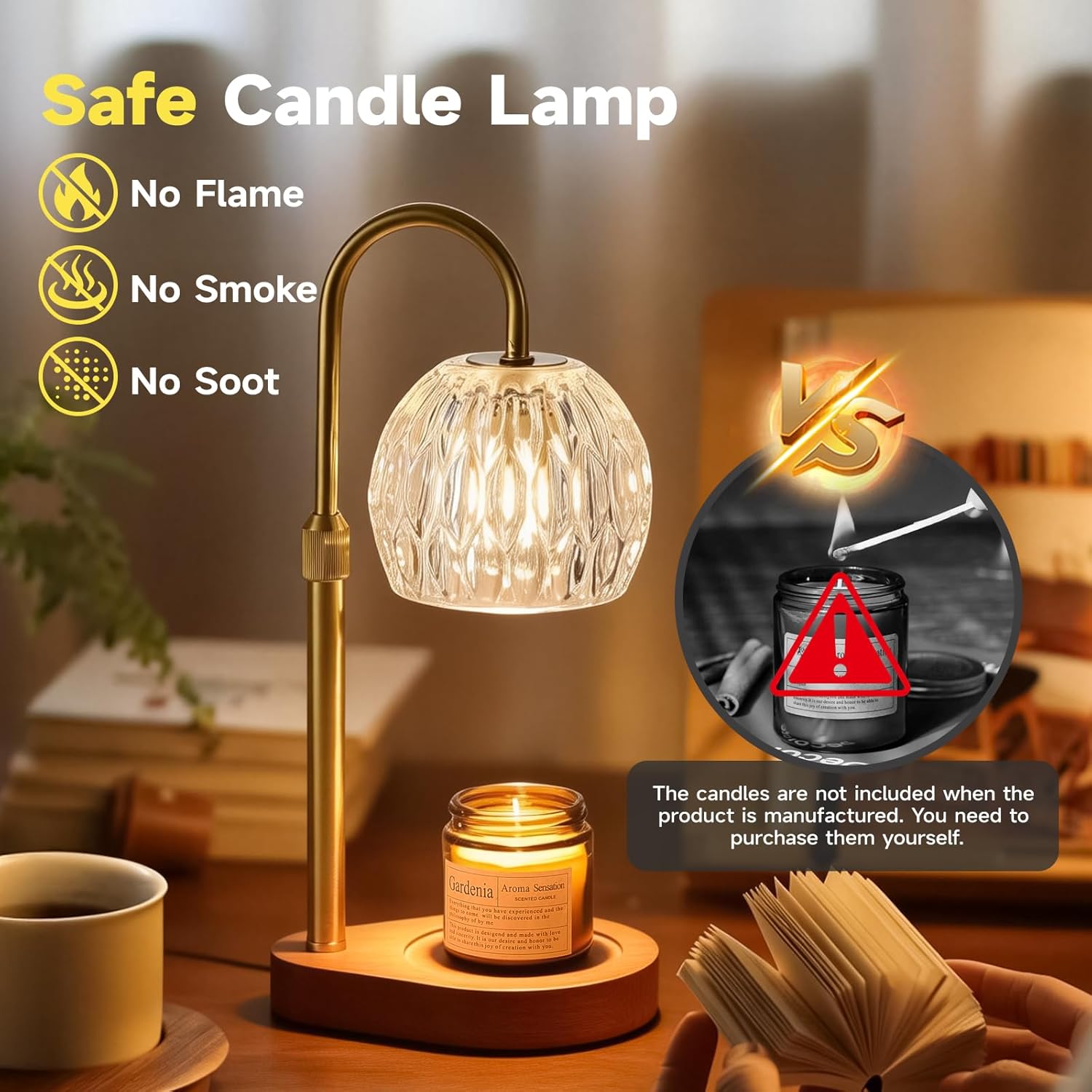 Candle Warmer Lamp with Crysta - Home Decor Gold avaliação e preço
