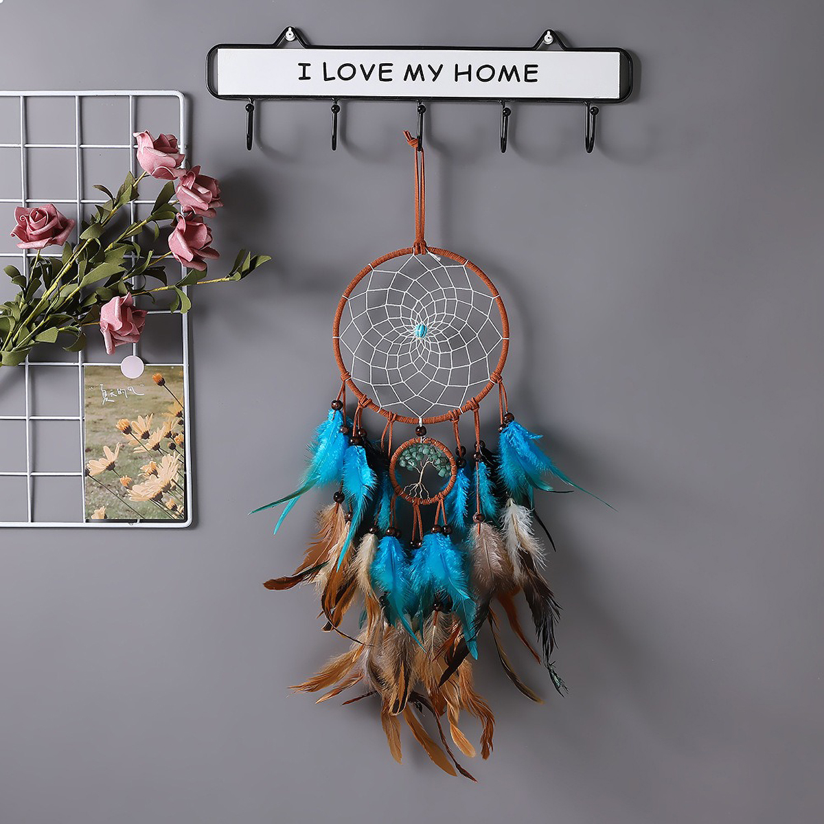 Handmade Feather Dream Catcher - Boho Wind Chimes avaliação e preço