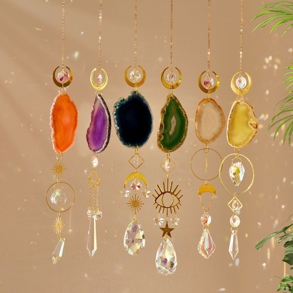 Agate Suncatcher Crystal Sun C - Boho Wind Chimes avaliação e preço