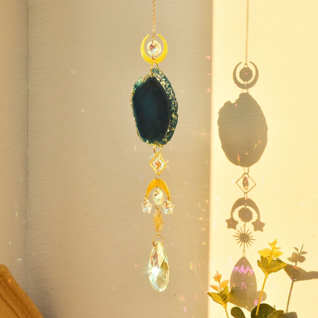 Agate Suncatcher Crystal Sun C - Boho Wind Chimes avaliação e preço