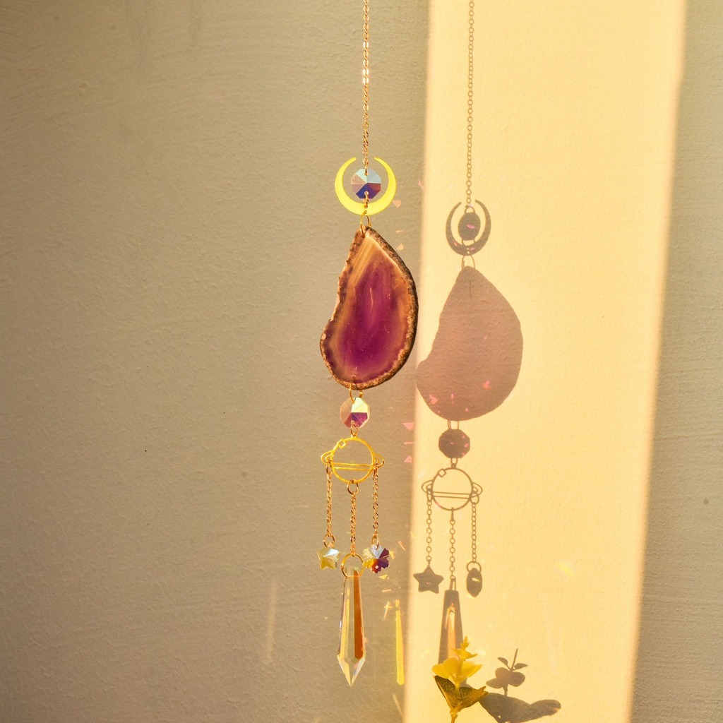 Agate Suncatcher Crystal Sun C - Boho Wind Chimes avaliação e preço