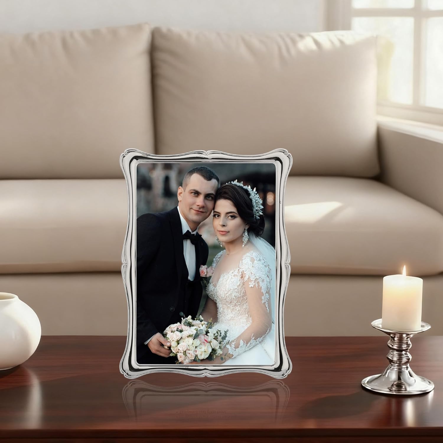 5x7'' Premium Alloy Silver Pho - Bamboo Photo Frame avaliação e preço