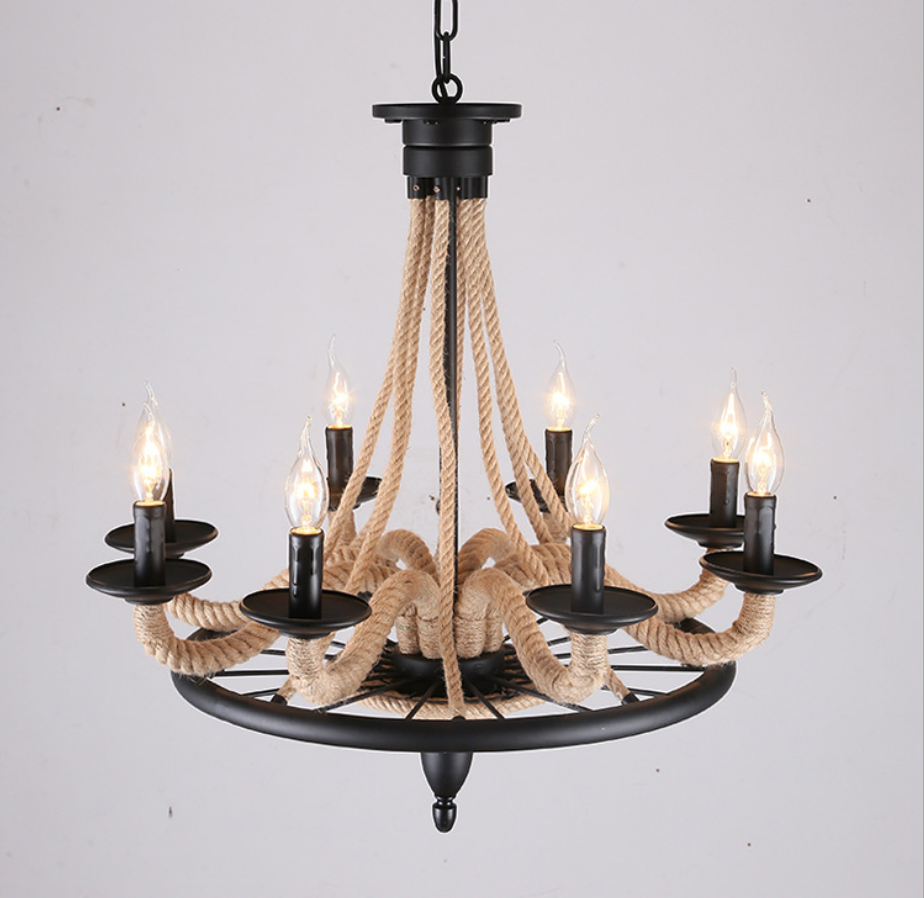 Retro Metal chandelier Hemp Ro - Home Decor On Wheels avaliação e preço