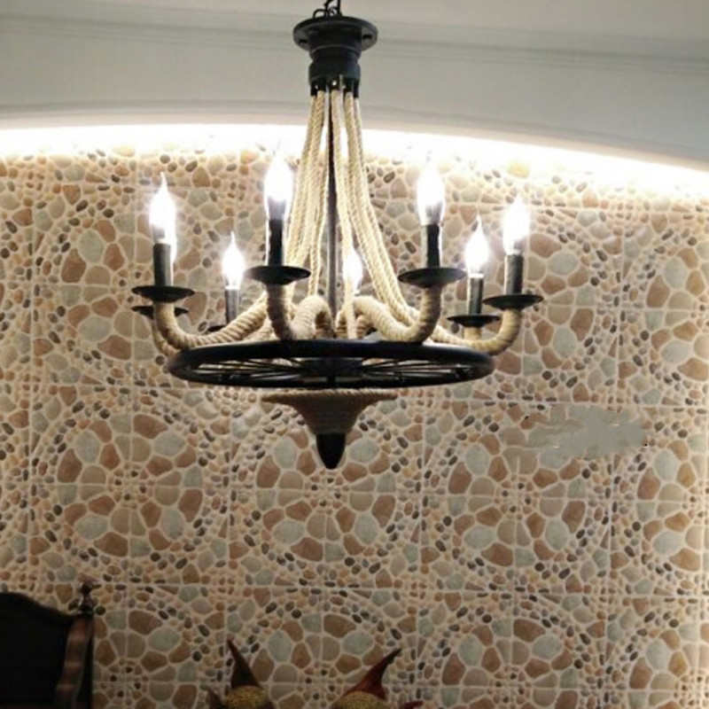 Retro Metal chandelier Hemp Ro - Home Decor On Wheels avaliação e preço