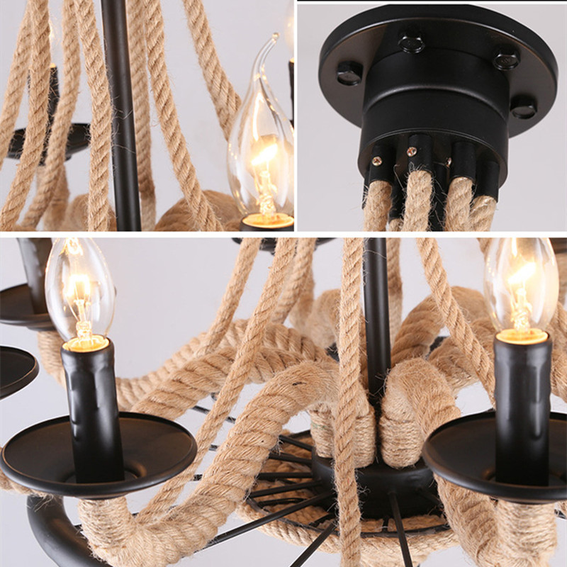 Retro Metal chandelier Hemp Ro - Home Decor On Wheels avaliação e preço