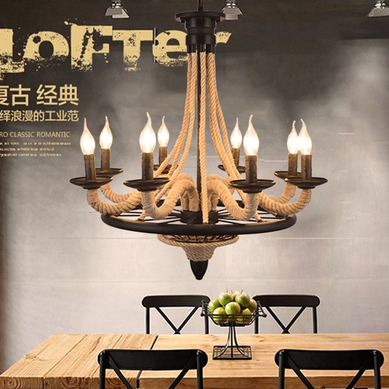 Retro Metal chandelier Hemp Ro - Home Decor On Wheels avaliação e preço