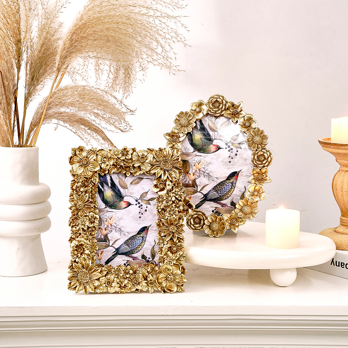 1PC, Golden Three-dimensional  - Bamboo Photo Frame avaliação e preço