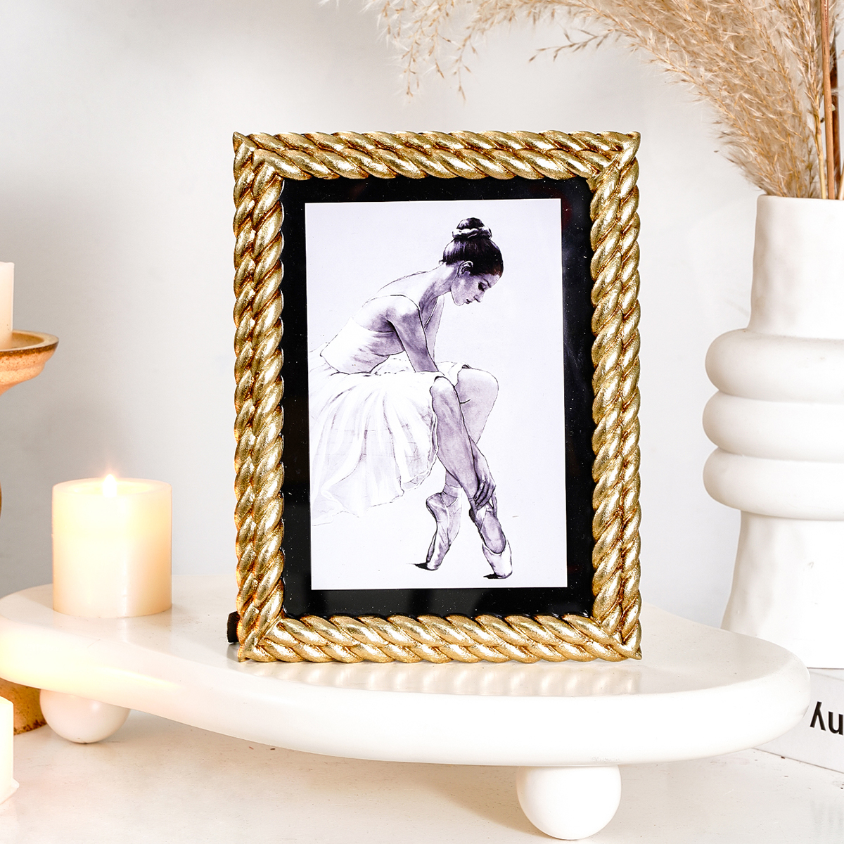 1PC, Golden Three-dimensional  - Bamboo Photo Frame avaliação e preço