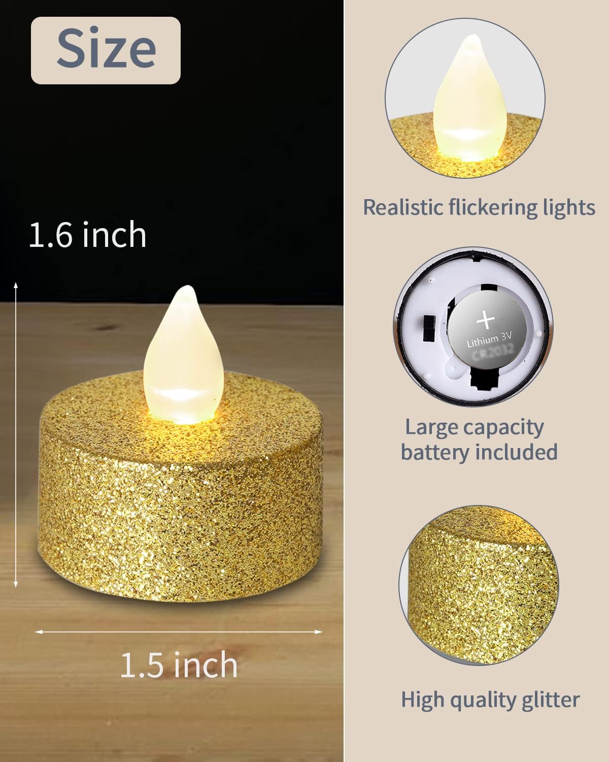 Gold LED Tea Lights, 24 Pack F - Home Decor Gold avaliação e preço