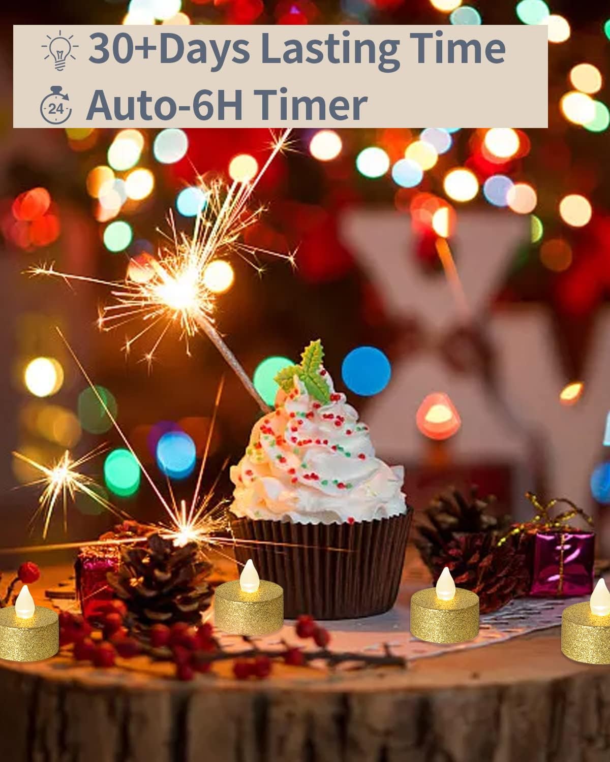 Gold LED Tea Lights, 24 Pack F - Home Decor Gold avaliação e preço