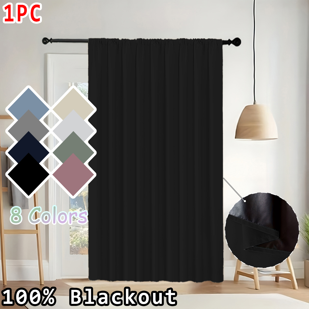 1 Piece of Simple Solid Color  - Home Decor Curtain avaliação e preço