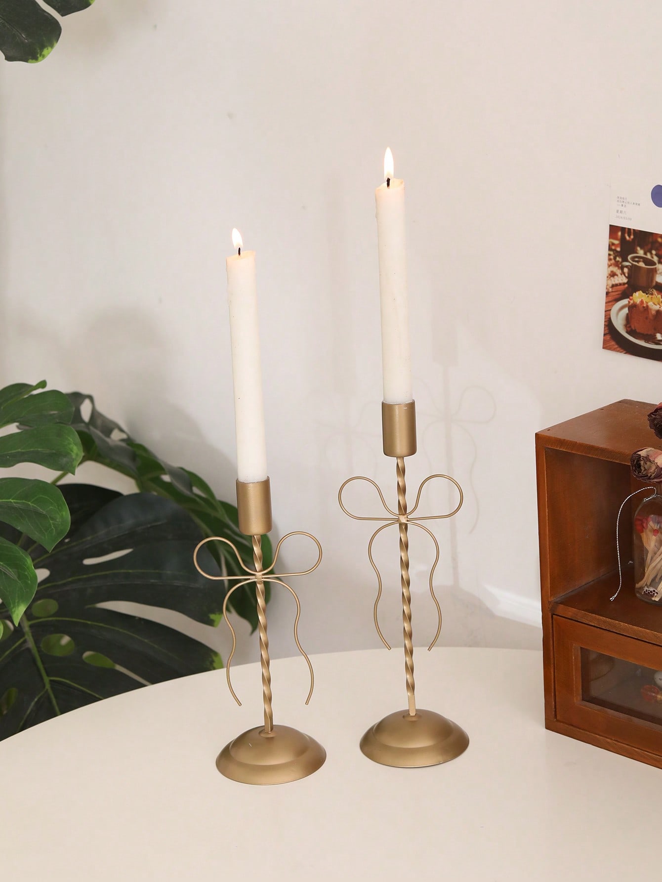 1pc Gold Bow Shaped Iron Candl - Home Decor Gold avaliação e preço