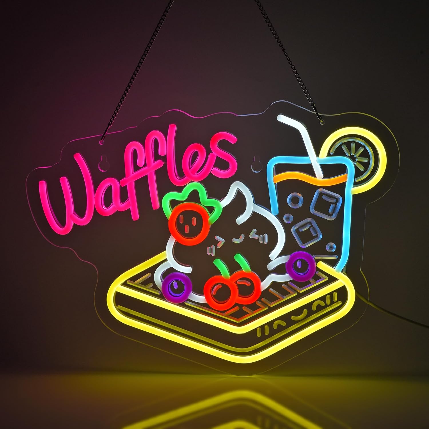 Waffles Neon Sign USB LED Neon - Home Decor Retail Stores avaliação e preço
