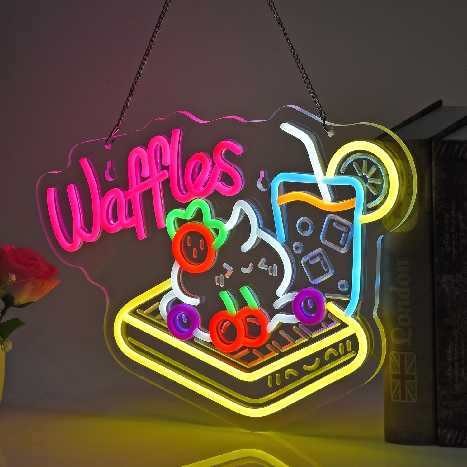 Waffles Neon Sign USB LED Neon - Home Decor Retail Stores avaliação e preço