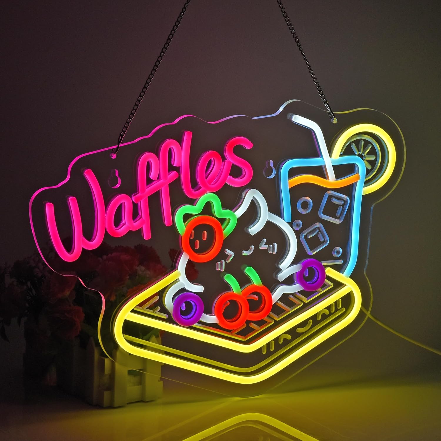 Waffles Neon Sign USB LED Neon - Home Decor Retail Stores avaliação e preço
