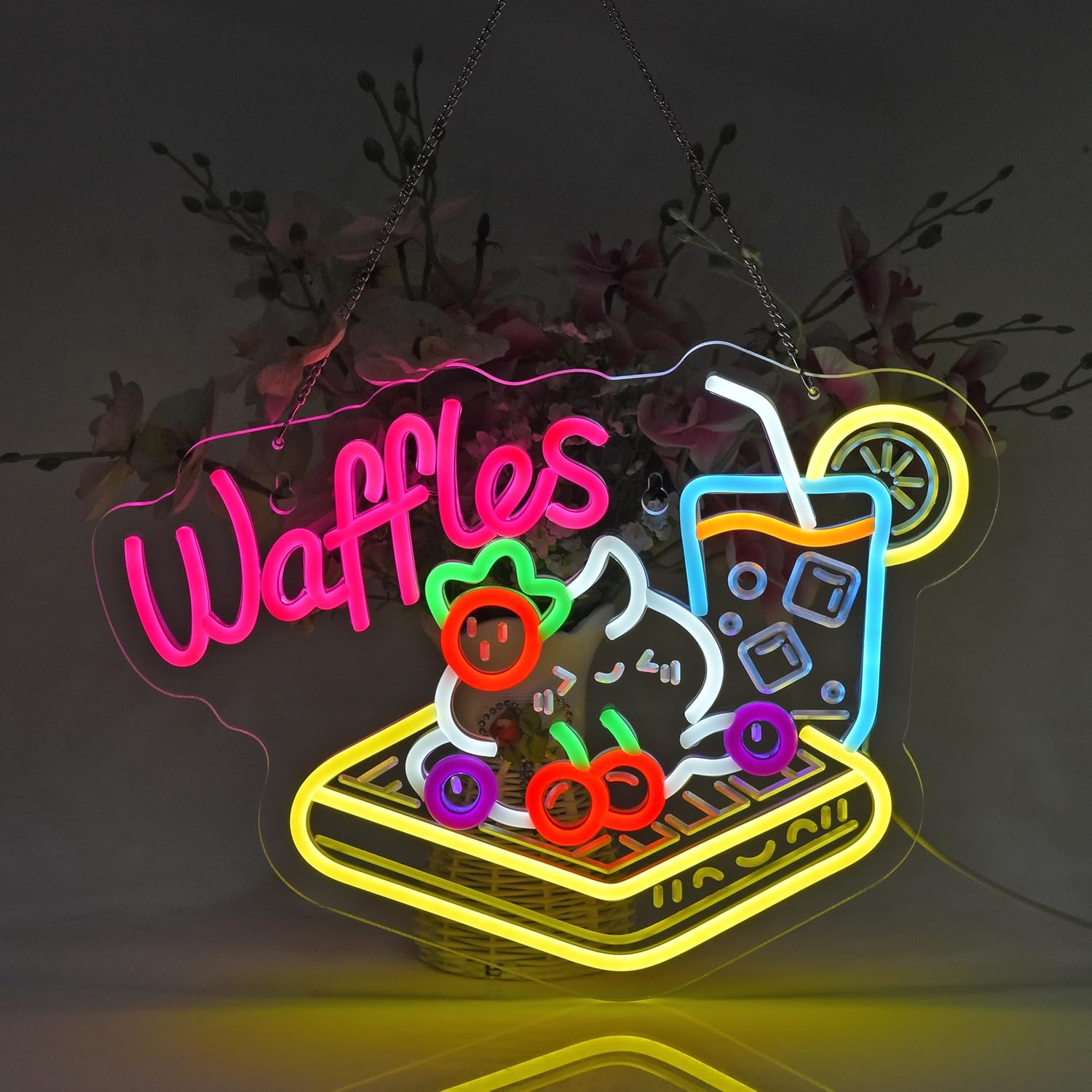 Waffles Neon Sign USB LED Neon - Home Decor Retail Stores avaliação e preço